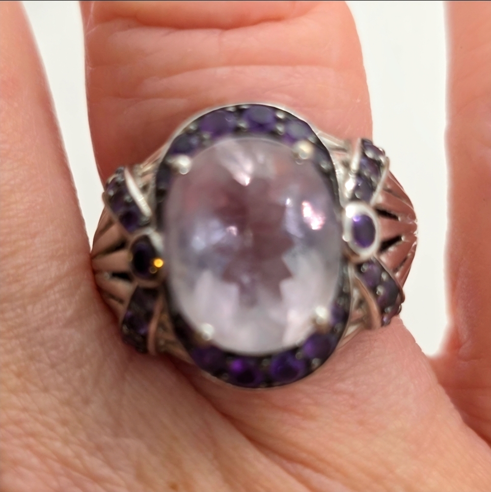 Victoria Wieck  Rose De France Amethyst & African Amethyst Art Deco Ring - Picture 10 of 12